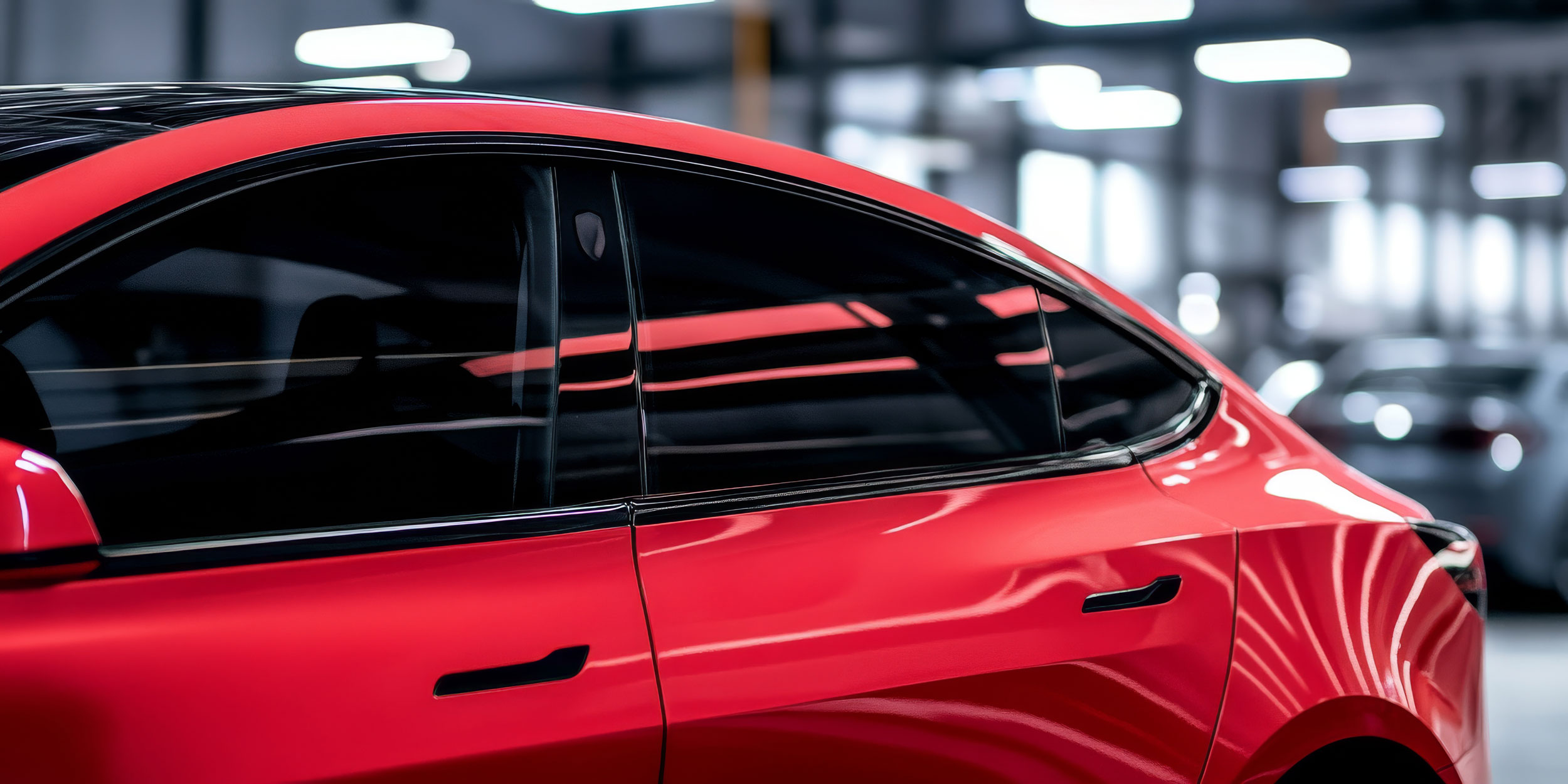Red Car with Tinted Windows